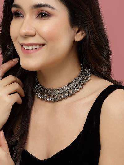 Silver Plated Beads Necklace