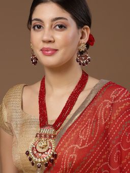 PANASH - Gold-Plated Stone-Studded & Beaded Jewellery Set