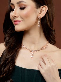 PANASH - Gold-Plated AD Stone-Studded Jewellery Set