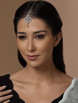 PANASH - Silver Plated Stone Studded Maang Tikka