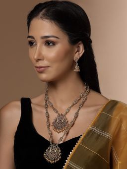 PANASH - Gold-Plated Stones Studded & Beaded Jewellery Set