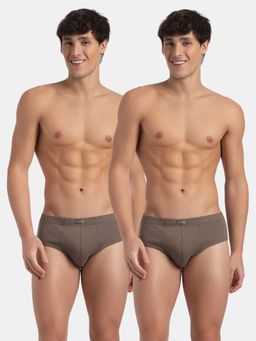 Jockey - 1009 Men Super Combed Cotton Rib Solid Brief-Dark Khaki(Pack Of 2)