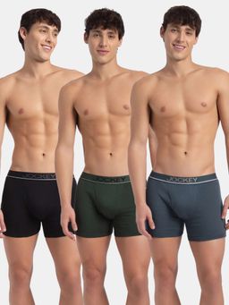 Jockey - 8009 Men Cotton Solid Boxer Brief - Black, Deep Forest and Deep Slate(Pack of 3)