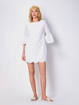 Cover Story - White Schiffli Shift Dress