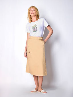 Cover Story - Beige Utility Twill Wrap Skirt (Set of 2)