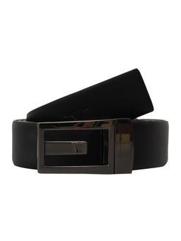 Bulchee - Mens Genuine Leather Reversible Flat Buckle Belt -Black-Brown