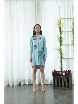 Pleats by Aruni - Blue Flower Shirt Dress