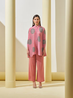 Pleats by Aruni - Pink Polka Dot Top and Pant Co-Ord (Set of 2)
