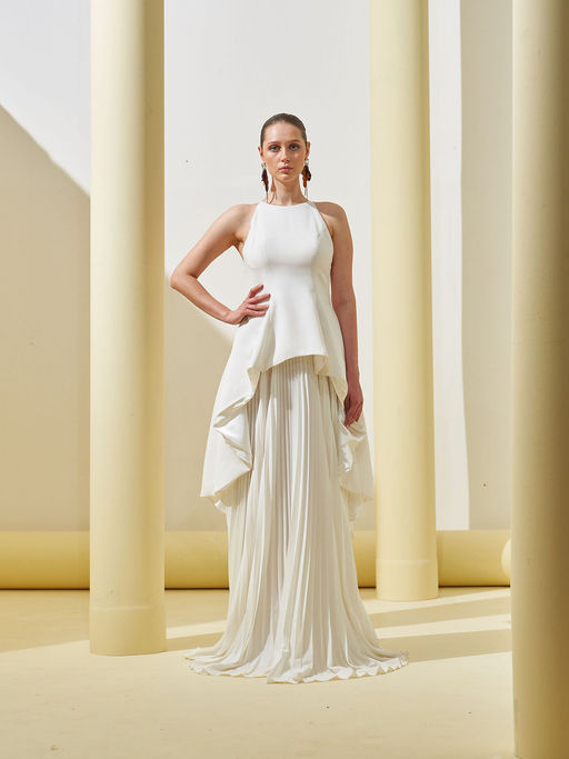 dress peplum online Mother of the Bride Long Peplum Dress by Marsoni 1037