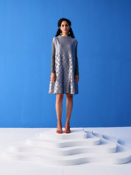 Pleats by Aruni - Silver Mermaid Textured Dress