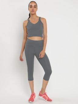 Wear Jukebox - Zen Bra and Leggings High-Rise Crop 18 Grey (Set of 2)