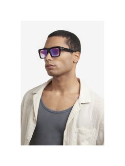 CARRERA - Unisex Blue Red Lens Black Rectangular Sunglasses with 100% UV Protection (54)