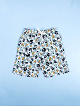 KiddoPanti - Green Boys 100% Cotton Aop Printed Basic Shorts