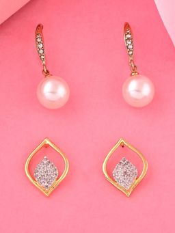 Estele - Gold Plated Sparkling Earrings For Girls and Women (Set of 2)