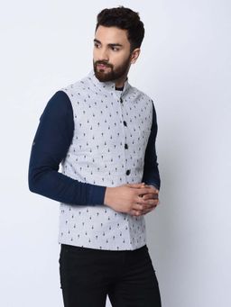 Spring Break - Singing Strings Grey Mandarin Neck Nehru Jacket