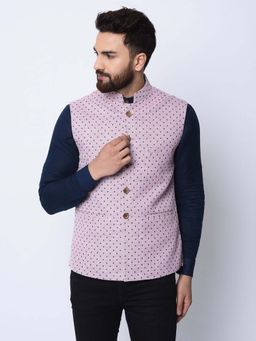 Spring Break - Salmon'S Smile Pink Mandarin Neck Nehru Jacket