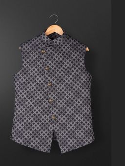 Spring Break - Poker Face Grey Mandarin Neck Nehru Jacket