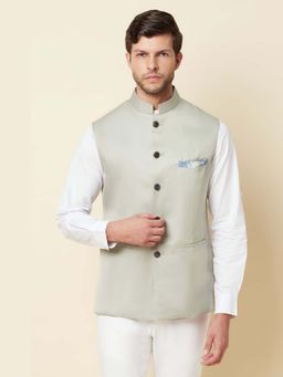 Spring Break - Argos Grey Solid Mandarin Neck Nehru Jacket