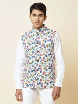 Spring Break - Multi Coloured Floral Printed Mandarin Neck Nehru Jacket