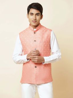 Spring Break - Pink Embroidered Mandarin Neck Nehru Jacket