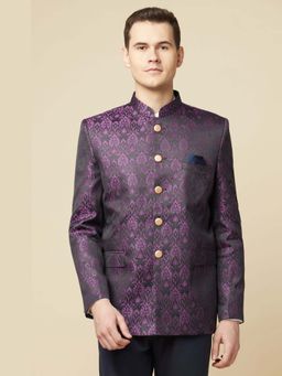 Spring Break - Purple Brocade Purple Mandarin Neck Jodhpur Jacket