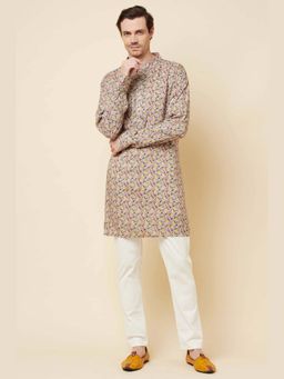 Spring Break - Men Multi-Colour Rayon Printed Kurta with Churidar