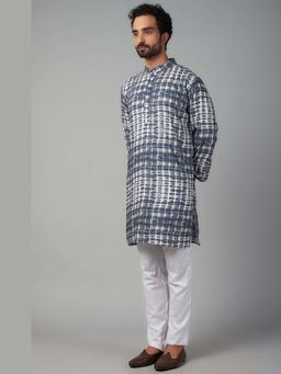 Spring Break - Men Blue Pure Cotton Printed Kurta with Pant
