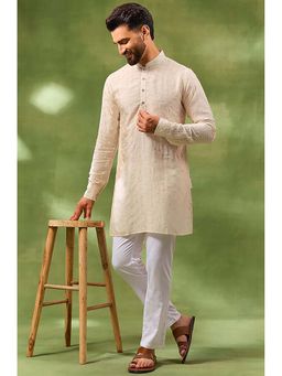 Spring Break - Men Ivory Silk Thread Work Kurta with Pant