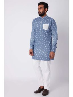 Spring Break - Washed Blue Denim Kurta with Pocket