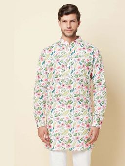 Spring Break - Naples White Mandarin Neck Kurta