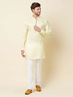 Spring Break - Men Yellow Polyester Embroidered Kurta with Pant