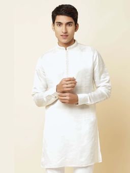 Spring Break - White Embroidered Mandarin Neck Kurta