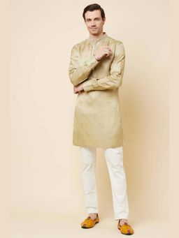 Spring Break - Men Bronze Linen Embroidered Kurta with Pant