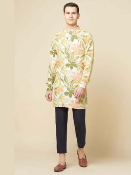 Spring Break - Floral Printed Multi Coloured Mandarin Neck Kurta