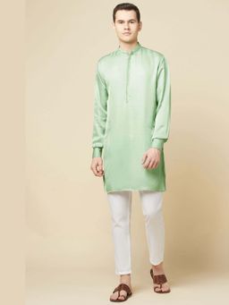 Spring Break - Men Green Polyester Embroidered Kurta with Pant