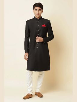 Spring Break - Black Mandarin Neck Sherwani Set