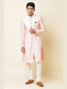 Spring Break - Pink Textured Mandarin Neck Sherwani Set