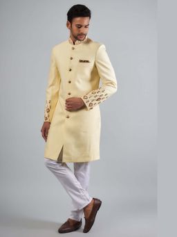 Spring Break - Off White Jacquard Embroidered Sherwani Set