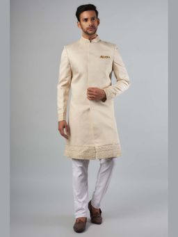 Spring Break - Ivory Embroidered Mandarin Neck Sherwani Set
