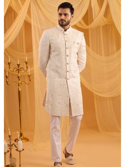 Spring Break - Cream Lucknow Embroidered Sherwani Set