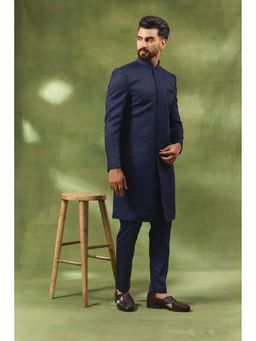 Spring Break - Navy Geometric Embroidered Sherwani Set