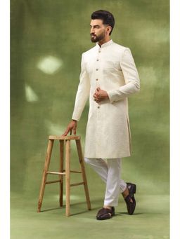 Spring Break - Ivory Box Embroidered Mandarin Neck Sherwani Set