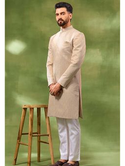 Spring Break - Cream Jacquard Embroidered Sherwani Set