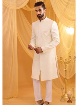 Spring Break - Ivory Embroidered Mandarin Neck Sherwani Set
