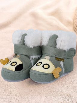Baby Moo - Submarine Velcro Warm Furry Booties Green