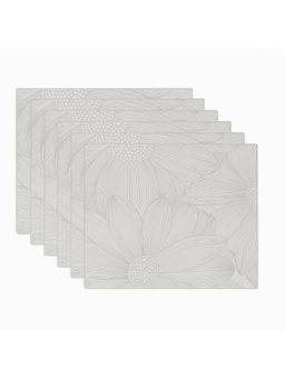 VIVALUXORA - Blooming Flower Silver Table Placemats (Pack of 6)