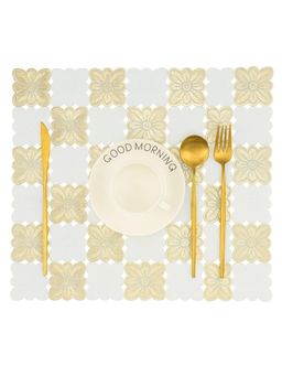 VIVALUXORA - Checks Flowers Gold Table Placemats (Pack of 6)
