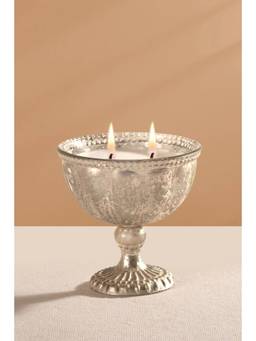 DOFT - Silver Heritage Heirloom Whispering Jasmine Scented Footed Candle (Small)