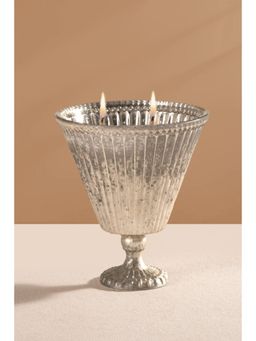 DOFT - Silver Heritage Heirloom Whispering Jasmine Scented Footed Candle (Medium)