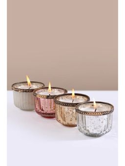 DOFT - Multi-Color Gilded Votives Golden Vanilla Scented Candles (Set of 4)
